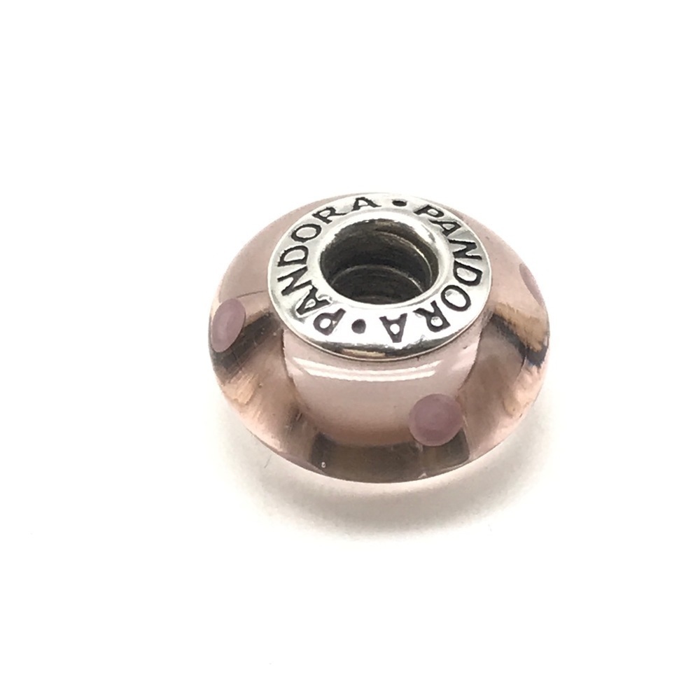 Pandora Light Pink Polka Dot Spots Murano Glass Bead Charm